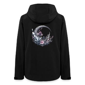 Croissant de lune en argent, avec cristaux et fleurs - Veste softshell femme recyclée Stanley/Stella - noir - Dos - AI Model Female 172 light (172cm)