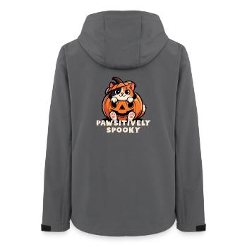 Pawsitively Spooky Pumpkin Cat - Women’s Recycled Softshell Jacket by Stanley/Stella - anthracite - Back - AI Model Female 172 light (172cm)