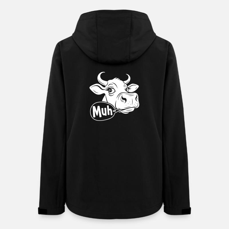 Moo Cow Cartoon Saying - Women’s Recycled Softshell Jacket by Stanley/Stella - black