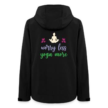 Worry Less Yoga More - Women’s Recycled Softshell Jacket by Stanley/Stella - black - Back - AI Model Female 172 light (172cm)