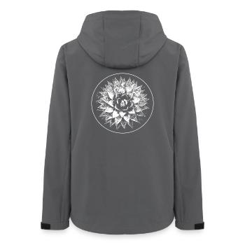 Mandala floral linogravé en cercle - Veste softshell femme recyclée Stanley/Stella - charbon - Dos - AI Model Female 172 light (172cm)