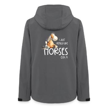 I Just Really Like Horses Cartoon Horse - Women’s Recycled Softshell Jacket by Stanley/Stella - anthracite - Back - AI Model Female 172 light (172cm)