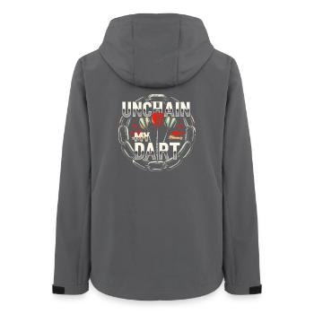 Darts Shirt unchain my dart - Frauen Recycelte Softshelljacke von Stanley/Stella - Anthrazit - Hinten - AI Model Female 172 light (172cm)