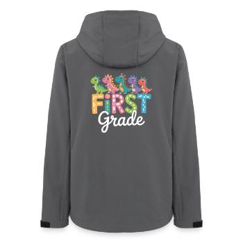 Kawaii Dinosaur First Grade Back To School - Frauen Recycelte Softshelljacke von Stanley/Stella - Anthrazit - Hinten - AI Model Female 172 light (172cm)