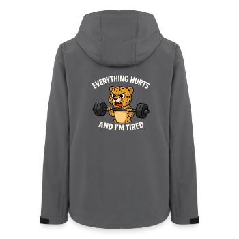 Funny Gym Everything Hurts And I'm Tired Leopard - Women’s Recycled Softshell Jacket by Stanley/Stella - anthracite - Back - AI Model Female 172 light (172cm)