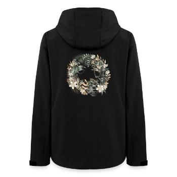 Exotic jungle wreath with tropical leaves - Women’s Recycled Softshell Jacket by Stanley/Stella - black - Back - AI Model Female 172 light (172cm)