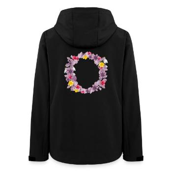 Altrosa Eukalyptuskranz mit zarten Frühlingsblüten - Frauen Recycelte Softshelljacke von Stanley/Stella - Schwarz - Hinten - AI Model Female 172 light (172cm)