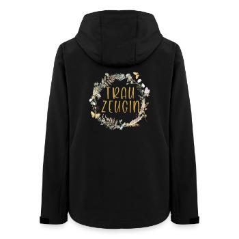 Trauzeugin! Boho Kranz, personalisierbar - Frauen Recycelte Softshelljacke von Stanley/Stella - Schwarz - Hinten - AI Model Female 172 light (172cm)