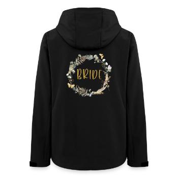 Team Bride! Boho Kranz, personalisierbar - Frauen Recycelte Softshelljacke von Stanley/Stella - Schwarz - Hinten - AI Model Female 172 light (172cm)