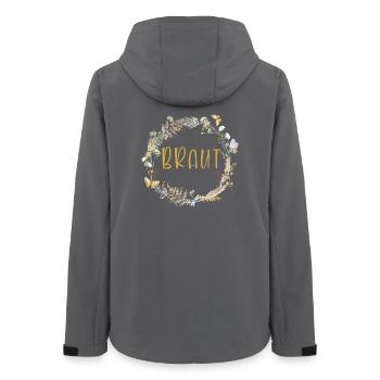 Team Braut! Boho Kranz, personalisierbar - Frauen Recycelte Softshelljacke von Stanley/Stella - Anthrazit - Hinten - AI Model Female 172 light (172cm)