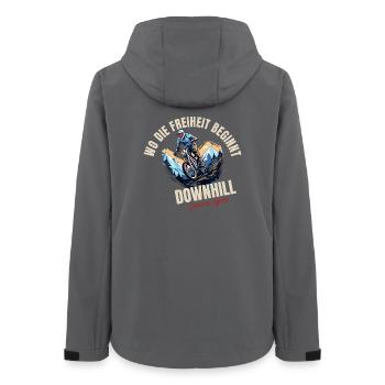 Downhill: Wo die Freiheit beginnt - Frauen Recycelte Softshelljacke von Stanley/Stella - Anthrazit - Hinten - AI Model Female 172 light (172cm)