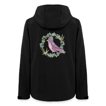 Bird with mistletoe & eucalyptus in winter mood - Women’s Recycled Softshell Jacket by Stanley/Stella - black - Back - AI Model Female 172 light (172cm)