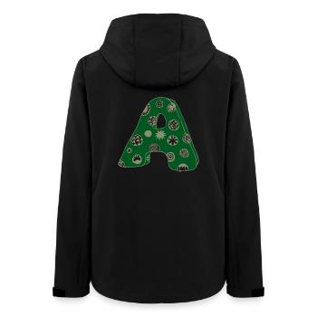 Lettre A avec caractère en vert - Veste softshell femme recyclée Stanley/Stella - noir - Dos - AI Model Female 172 light (172cm)