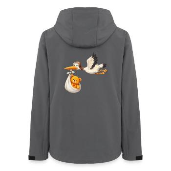 Cigogne Bébé Accouchement Teddy en Nounours en Paquet Nouveau-Né - Veste softshell femme recyclée Stanley/Stella - charbon - Dos - AI Model Female 172 light (172cm)