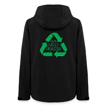 dua ned urassn-sei nicht verschwenderisch, Dialekt - Frauen Recycelte Softshelljacke von Stanley/Stella - Schwarz - Hinten - AI Model Female 172 light (172cm)