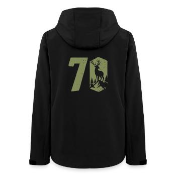 Jäger 70. Geburtstag Jagd 70 Jahre Zahl Hirsch - Frauen Recycelte Softshelljacke von Stanley/Stella - Schwarz - Hinten - AI Model Female 172 light (172cm)