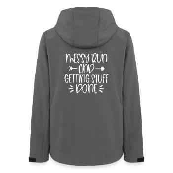 Messy Run and Getting Stuff Done Quote - Women’s Recycled Softshell Jacket by Stanley/Stella - anthracite - Back - AI Model Female 172 light (172cm)
