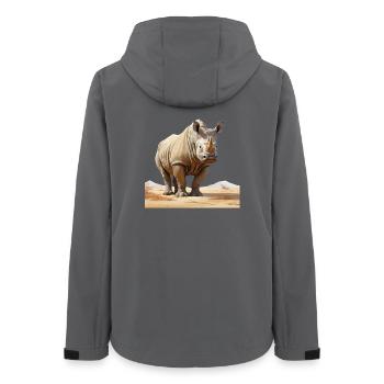 Wüsten Nashorn Illustration - Frauen Recycelte Softshelljacke von Stanley/Stella - Anthrazit - Hinten - AI Model Female 172 light (172cm)