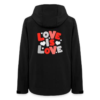 Love Is Love – Bunte Typo mit Herzen - Frauen Recycelte Softshelljacke von Stanley/Stella - Schwarz - Hinten - AI Model Female 172 light (172cm)