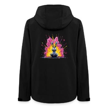 Knallbunter Hase Blitz - Frauen Recycelte Softshelljacke von Stanley/Stella - Schwarz - Hinten - AI Model Female 172 light (172cm)