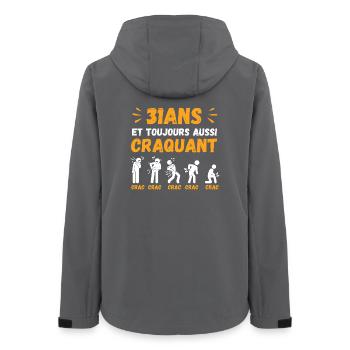 31 Ans Toujours Aussi Craquant Humour Crac - Veste softshell femme recyclée Stanley/Stella - charbon - Dos - AI Model Female 172 light (172cm)