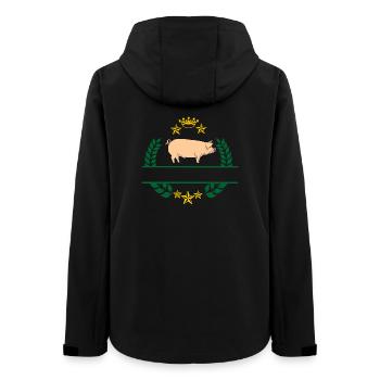 Pig in green laurel wreath with golden yellow crown - Women’s Recycled Softshell Jacket by Stanley/Stella - black - Back - AI Model Female 172 light (172cm)