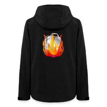 Cartouche d’essence chromée brûlante dans un style rétro - Veste softshell femme recyclée Stanley/Stella - noir - Dos - AI Model Female 172 light (172cm)