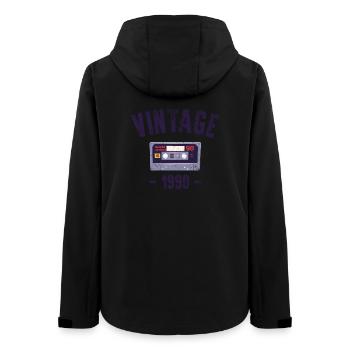 Vintage 1990 Cassette Design - Women’s Recycled Softshell Jacket by Stanley/Stella - black - Back - AI Model Female 172 light (172cm)