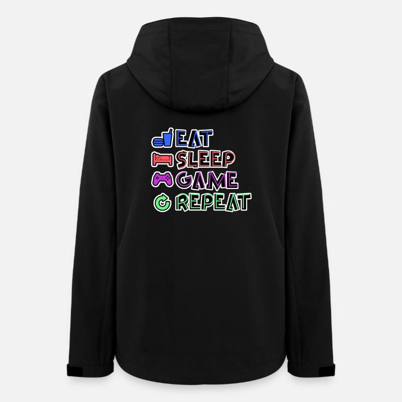 Eat Sleep Game Repeat - Women’s Recycled Softshell Jacket by Stanley/Stella - black