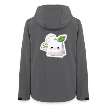 Illustration de sachet de tisane kawaii - Veste softshell femme recyclée Stanley/Stella - charbon - Dos - AI Model Female 172 light (172cm)