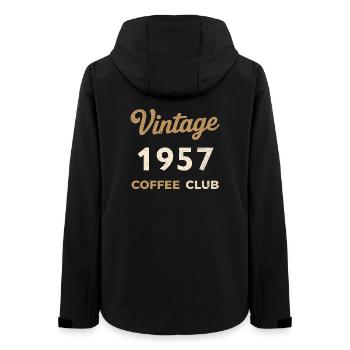 Millésime 1957 – Année de naissance rétro du Coffee Club - Veste softshell femme recyclée Stanley/Stella - noir - Dos - AI Model Female 172 light (172cm)