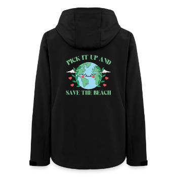 Badestrand & Meer plastikfrei gegen Verschmutzung - Frauen Recycelte Softshelljacke von Stanley/Stella - Schwarz - Hinten - AI Model Female 172 light (172cm)