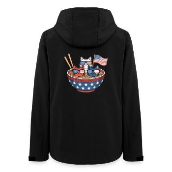 Ramen Cat Noodles Cute Independence Day 4th of - Women’s Recycled Softshell Jacket by Stanley/Stella - black - Back - AI Model Female 172 light (172cm)