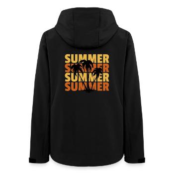 Tropical Summer Palm Tree Pattern - Women’s Recycled Softshell Jacket by Stanley/Stella - black - Back - AI Model Female 172 light (172cm)