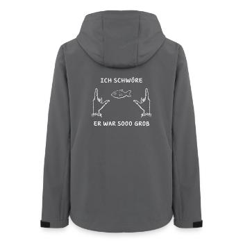 Fishing - I Swear He Was So Big B/W - Women’s Recycled Softshell Jacket by Stanley/Stella - anthracite - Back - AI Model Female 172 light (172cm)
