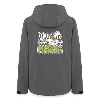 Matcha Tee Spruch Grüner Tee Like You Very Matcha - Frauen Recycelte Softshelljacke von Stanley/Stella - Anthrazit - Hinten - AI Model Female 172 light (172cm)