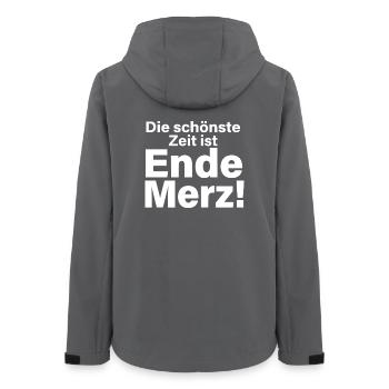 Ende Merz Typo Statement - Frauen Recycelte Softshelljacke von Stanley/Stella - Anthrazit - Hinten - AI Model Female 172 light (172cm)