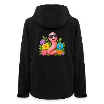Wurm mit Sonnenbrille im Blumenmeer - Frauen Recycelte Softshelljacke von Stanley/Stella - Schwarz - Hinten - AI Model Female 172 light (172cm)