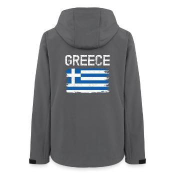 Distressed Greek Flag Graphic - Women’s Recycled Softshell Jacket by Stanley/Stella - anthracite - Back - AI Model Female 172 light (172cm)