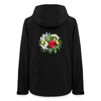 BOUQUET OF FLOWERS WITH FLAMINGO FLOWER - Women’s Recycled Softshell Jacket by Stanley/Stella - black - Back - AI Model Female 172 light (172cm)