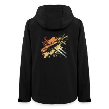 Flugzeug Streetart Retro - Frauen Recycelte Softshelljacke von Stanley/Stella - Schwarz - Hinten - AI Model Female 172 light (172cm)