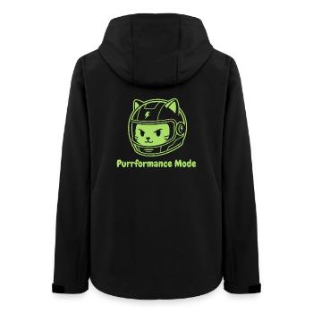 Purrformance Mode: Cat in Helmet - Frauen Recycelte Softshelljacke von Stanley/Stella - Schwarz - Hinten - AI Model Female 172 light (172cm)