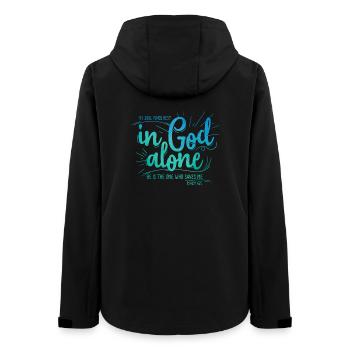 Mon âme trouve le repos en Dieu seul - Veste softshell femme recyclée Stanley/Stella - noir - Dos - AI Model Female 172 light (172cm)