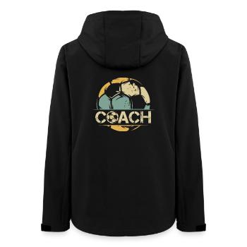 retro coach soccer coach logo ball icon team - Women’s Recycled Softshell Jacket by Stanley/Stella - black - Back - AI Model Female 172 light (172cm)