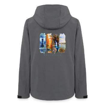 Voyage dans le Wisconsin – Grands Lacs et Phare - Veste softshell femme recyclée Stanley/Stella - charbon - Dos - AI Model Female 172 light (172cm)