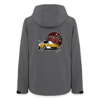 Japanisches Auto Miata Mx5 gelb rot - Frauen Recycelte Softshelljacke von Stanley/Stella - Anthrazit - Hinten - AI Model Female 172 light (172cm)