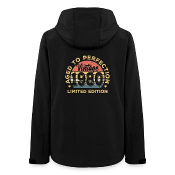 Vintage 1960 Crest Round - Women’s Recycled Softshell Jacket by Stanley/Stella - black - Back - AI Model Female 172 light (172cm)