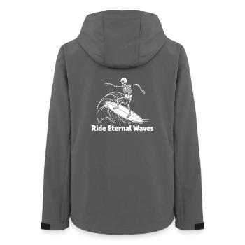 Skelett Surfer Ewige Wellen - Frauen Recycelte Softshelljacke von Stanley/Stella - Anthrazit - Hinten - AI Model Female 172 light (172cm)