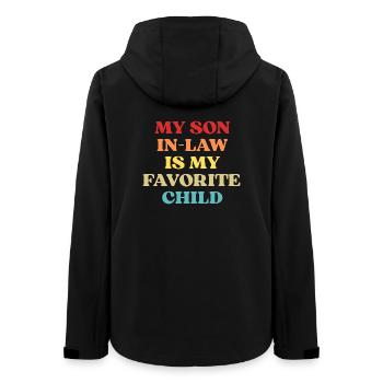 Funny Quote My Son In-Law Favorite Child - Women’s Recycled Softshell Jacket by Stanley/Stella - black - Back - AI Model Female 172 light (172cm)
