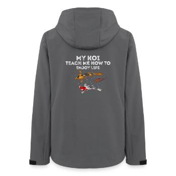 My Koi Teach Me How to Enjoy Life Peace Zen Humor - Frauen Recycelte Softshelljacke von Stanley/Stella - Anthrazit - Hinten - AI Model Female 172 light (172cm)